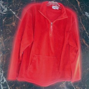 Energy Zone Women's M L Sweatshirt 1/2 Zip Red Fleece Pocket